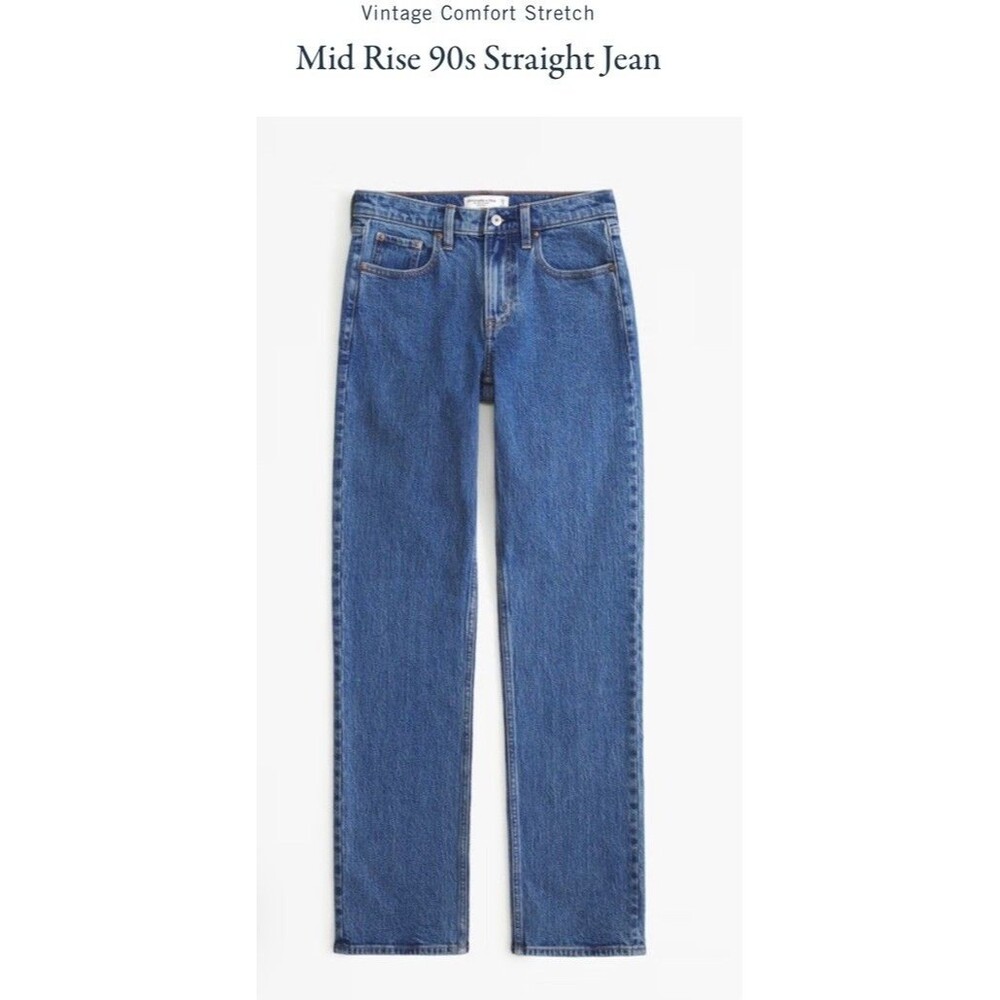 Abercrombie & Fitch Women's Mid-Rise 90’s Straight Leg Jeans Size 28 Short EUC